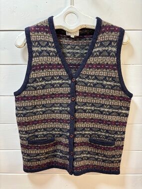 LA MAISON SIMONS Wool Blend Nordic Knit Vest Multicolor Size M